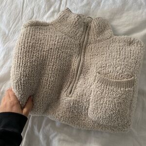 Aerie Soft Cream Zip-Up Cardigan